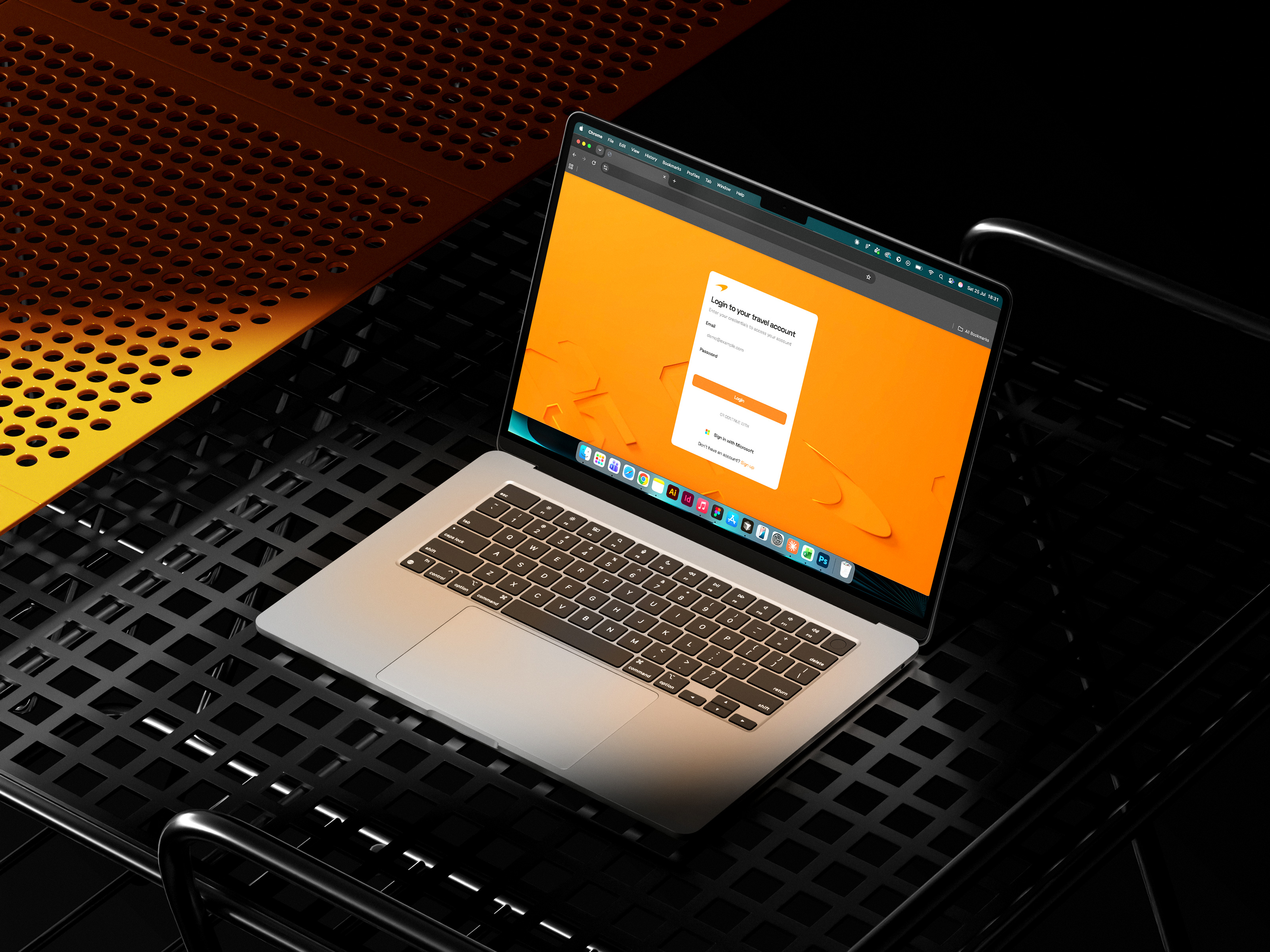 McLaren travel account login screen on a laptop